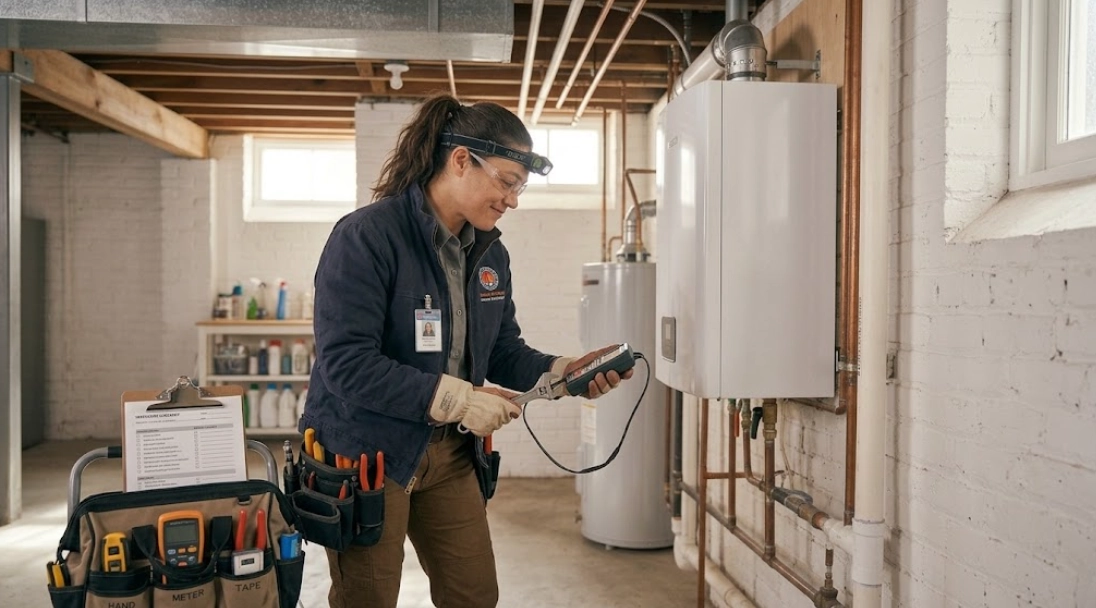 Installation of a new high efficiency residential heating boiler